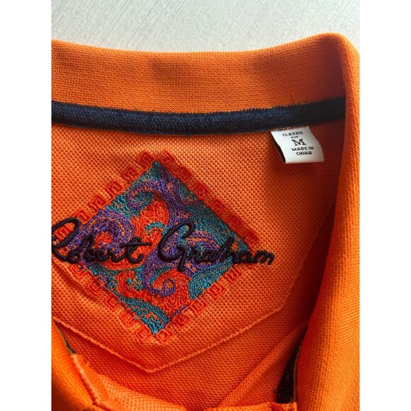 Robert Graham Men's Medium Orange Classic Polo Shirt Short Sleeve - Picture 8 of 11